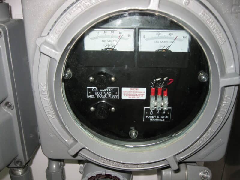 Photograph illustrating output of 500 amps at 42 volts DC